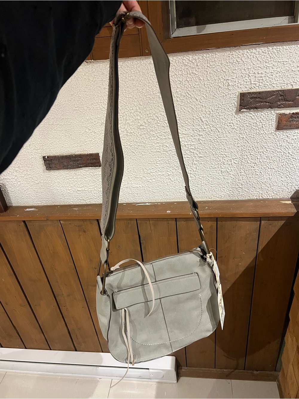 Crossbody Bag in Light Gray - Lightweight Shoulder Bag